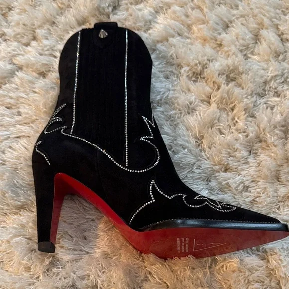 Christian Louboutin Santia ✨ Suede and Crystal Boots✨size 36-NEW - Picture 5 of 8